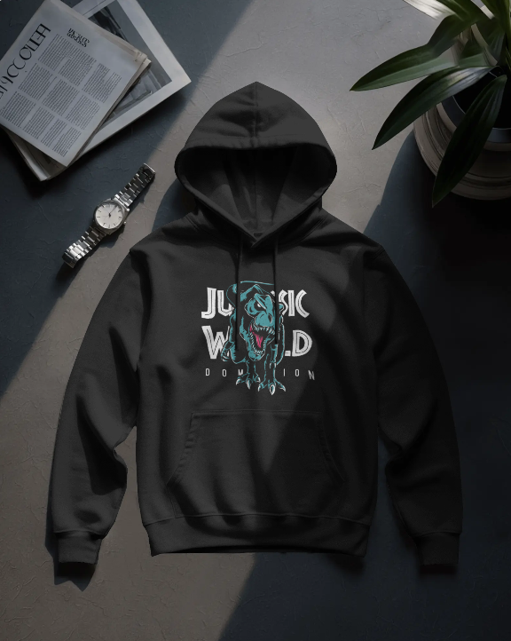 Black Dinosaur Graphic Hoodie