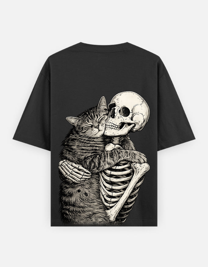 Cat & Skeleton Oversized Tee