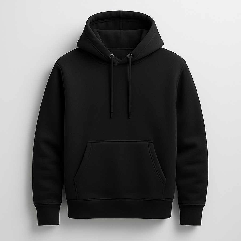 Essential Plain Black Hoodie