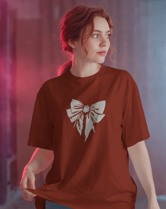 Elegant Bow Graphic Cotton Tee