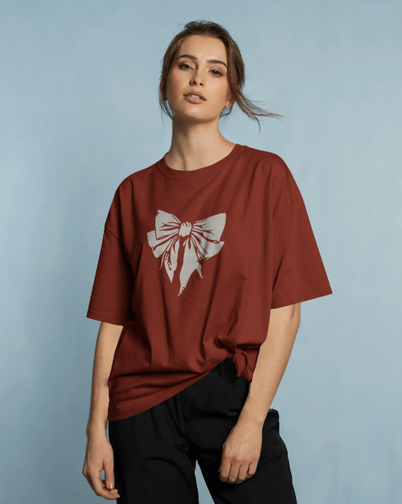 Elegant Bow Graphic Cotton Tee