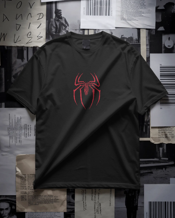 Spider Emblem Black Oversized Tee