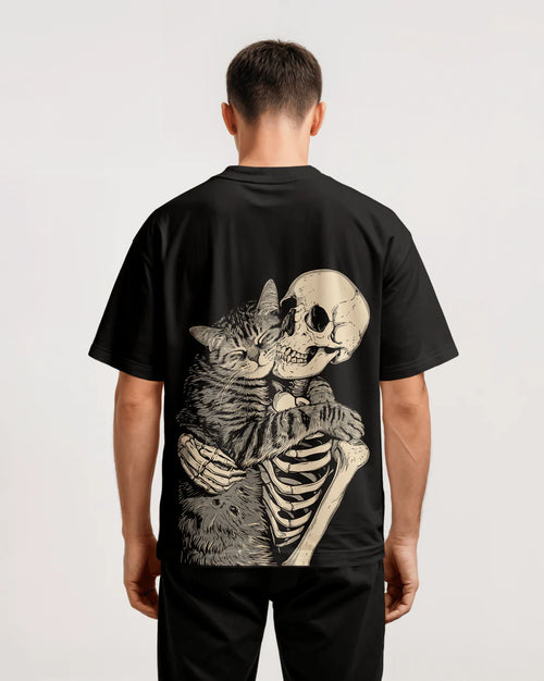 Cat & Skeleton Oversized Tee